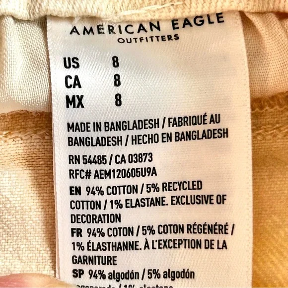 🍒American Eagle Women’s Stretch Jean Shorts. Cream. Size: 8 - Picture 6 of 9